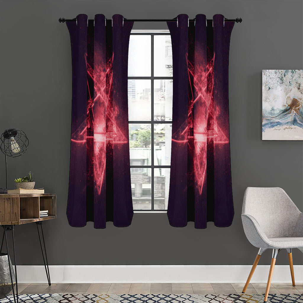 Fiery Reversed Pentagram Print Curtain