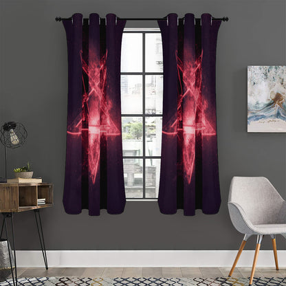 Fiery Reversed Pentagram Print Curtain