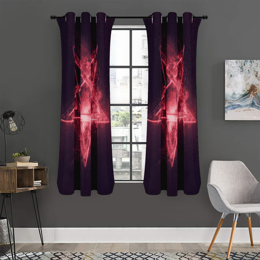 Fiery Reversed Pentagram Print Curtain