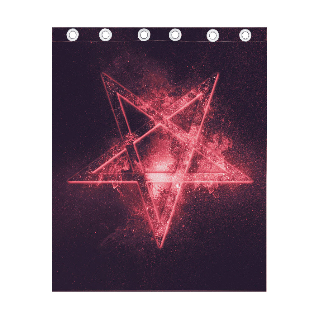 Fiery Reversed Pentagram Print Curtain