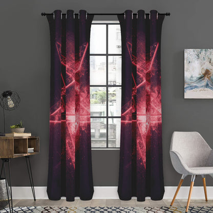 Fiery Reversed Pentagram Print Curtain