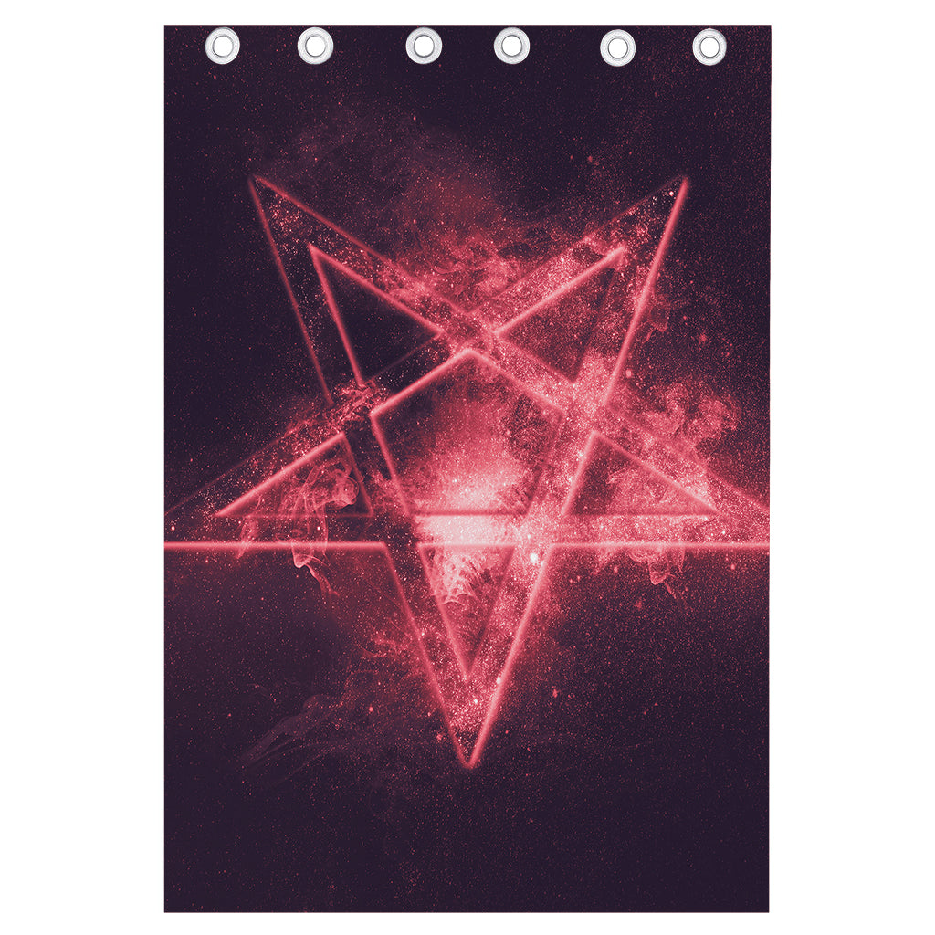 Fiery Reversed Pentagram Print Curtain