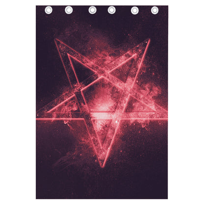 Fiery Reversed Pentagram Print Curtain