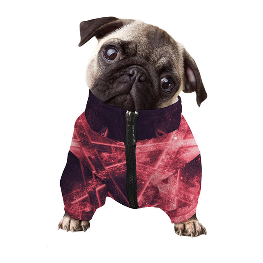 Fiery Reversed Pentagram Print Dog Zip Up Jacket