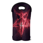 Fiery Reversed Pentagram Print Double Neoprene Wine Tote