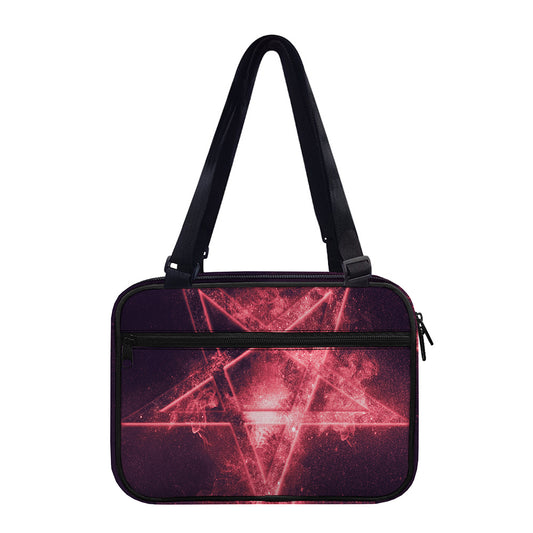Fiery Reversed Pentagram Print Double Strap Bible Bag