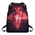 Fiery Reversed Pentagram Print Drawstring Backpack