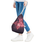 Fiery Reversed Pentagram Print Drawstring Bag