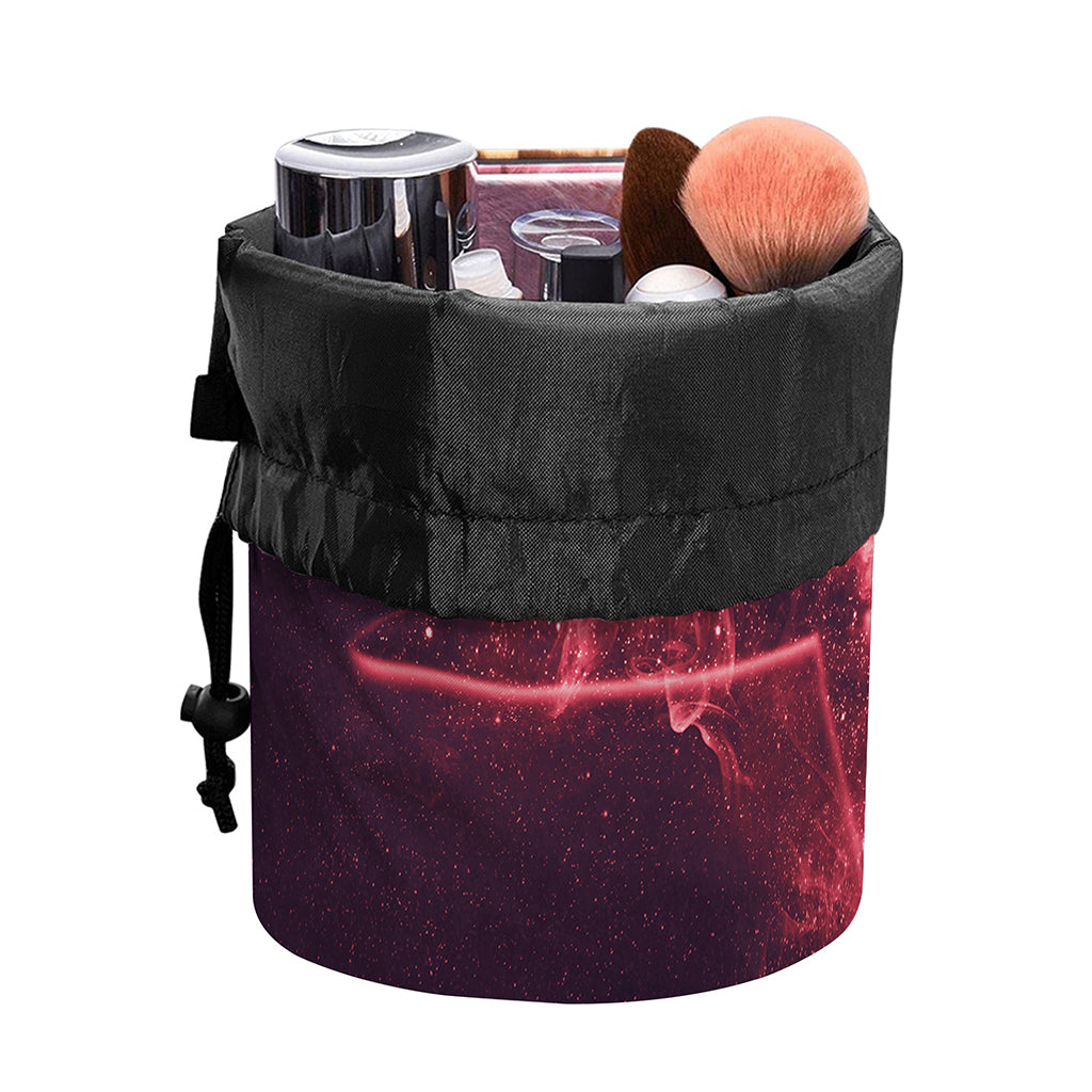 Fiery Reversed Pentagram Print Drawstring Makeup Bag