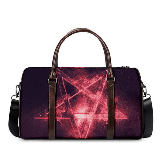 Fiery Reversed Pentagram Print Duffle Bag