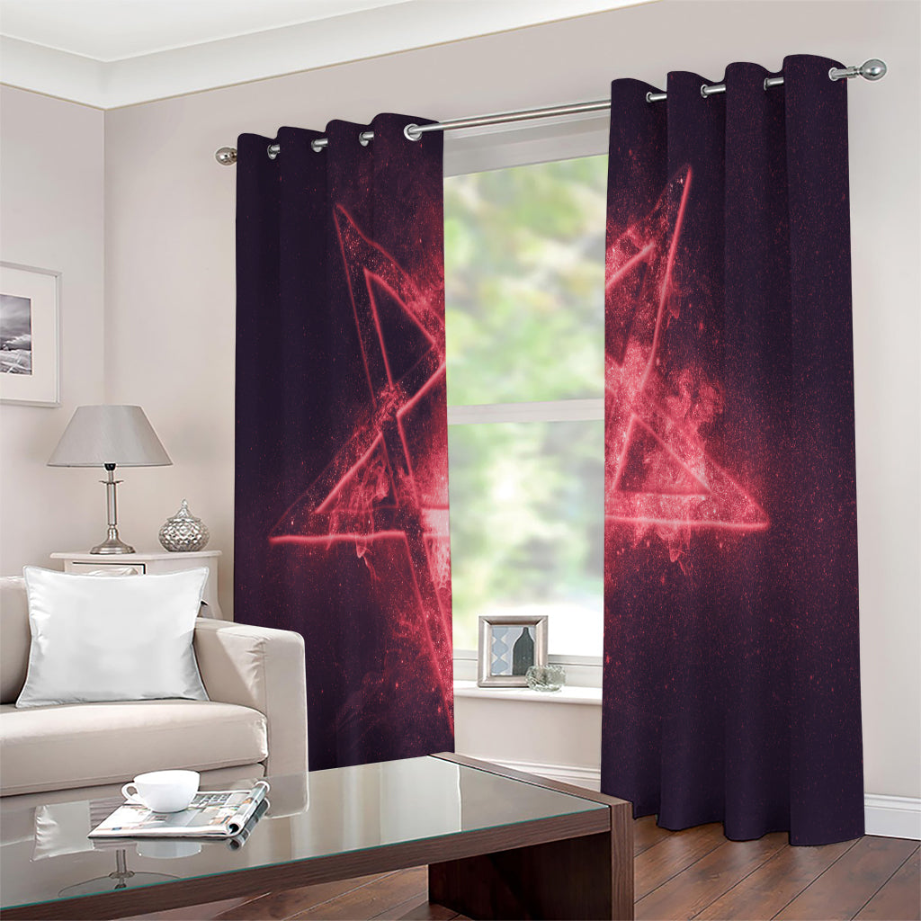 Fiery Reversed Pentagram Print Extra Wide Grommet Curtains