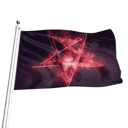 Fiery Reversed Pentagram Print Flag