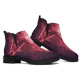 Fiery Reversed Pentagram Print Flat Ankle Boots