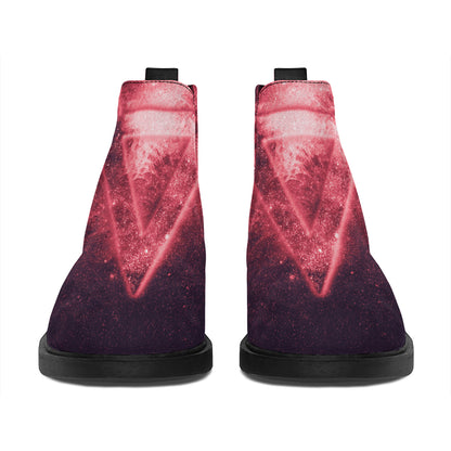Fiery Reversed Pentagram Print Flat Ankle Boots