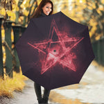 Fiery Reversed Pentagram Print Foldable Umbrella
