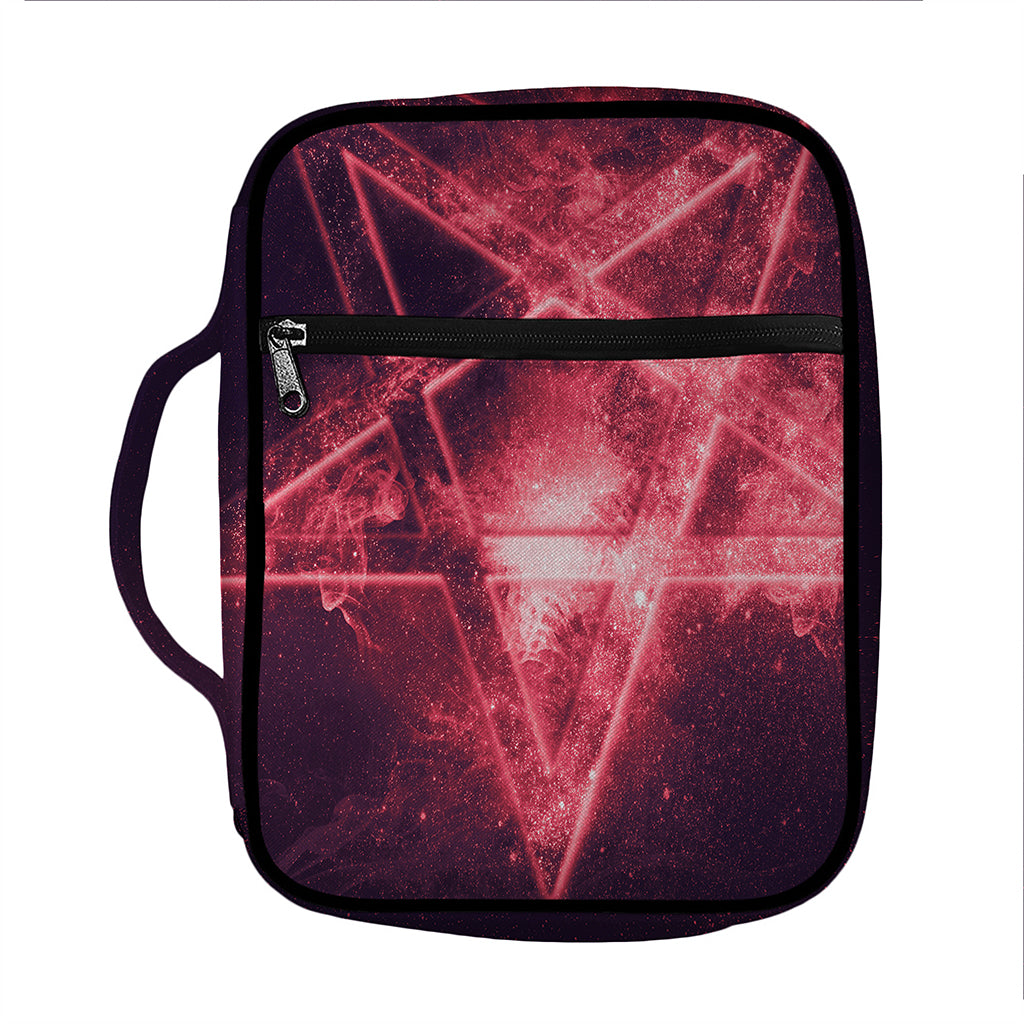 Fiery Reversed Pentagram Print Front Pocket Bible Bag
