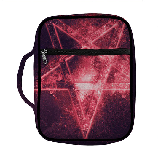 Fiery Reversed Pentagram Print Front Pocket Bible Bag