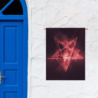 Fiery Reversed Pentagram Print Garden Flag