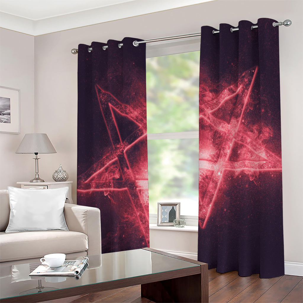 Fiery Reversed Pentagram Print Grommet Curtains