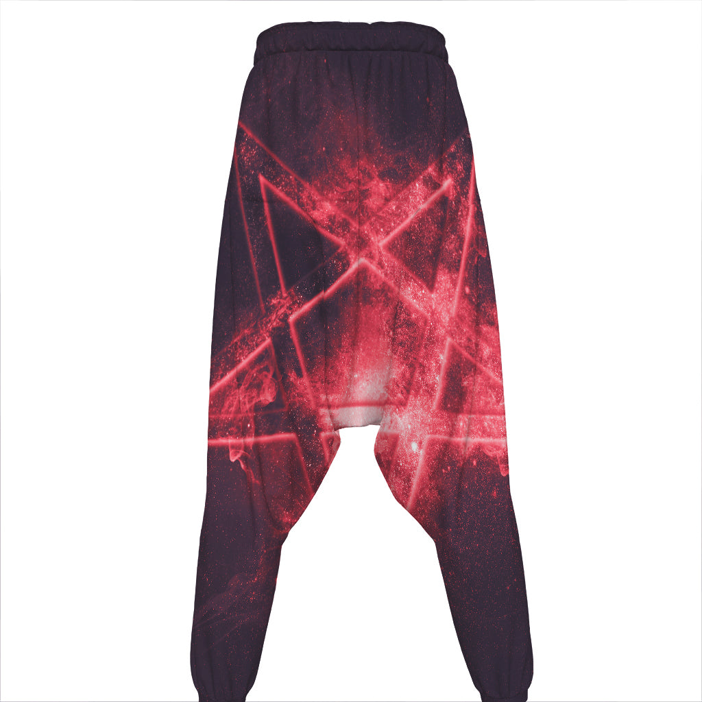 Fiery Reversed Pentagram Print Hammer Pants