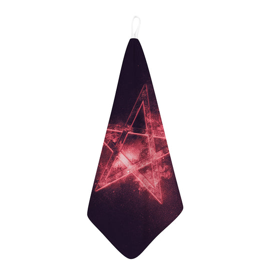 Fiery Reversed Pentagram Print Hand Towel