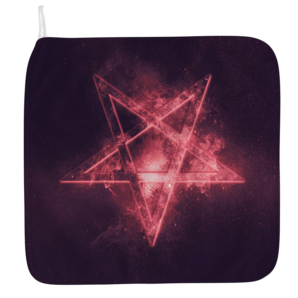 Fiery Reversed Pentagram Print Hand Towel