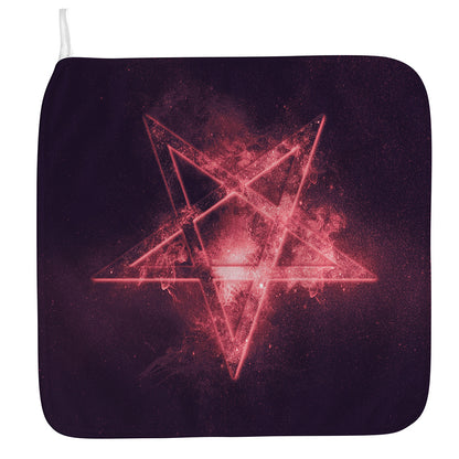 Fiery Reversed Pentagram Print Hand Towel