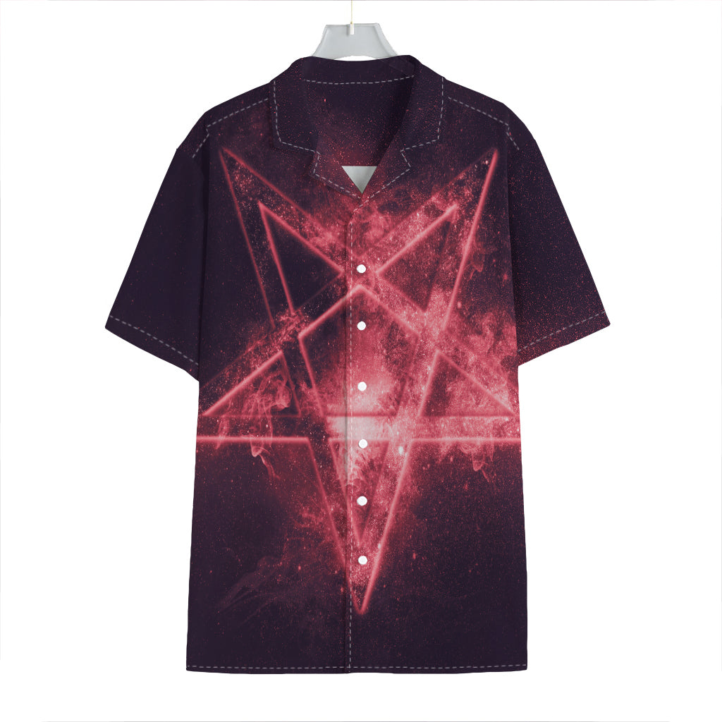 Fiery Reversed Pentagram Print Hawaiian Shirt