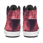 Fiery Reversed Pentagram Print High Top Leather Sneakers