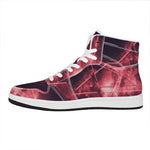 Fiery Reversed Pentagram Print High Top Leather Sneakers
