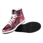 Fiery Reversed Pentagram Print High Top Leather Sneakers