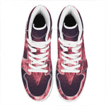 Fiery Reversed Pentagram Print High Top Leather Sneakers
