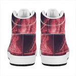 Fiery Reversed Pentagram Print High Top Leather Sneakers