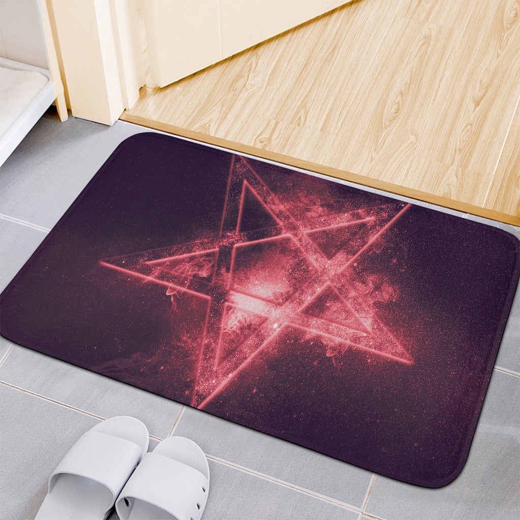 Fiery Reversed Pentagram Print Indoor Door Mat