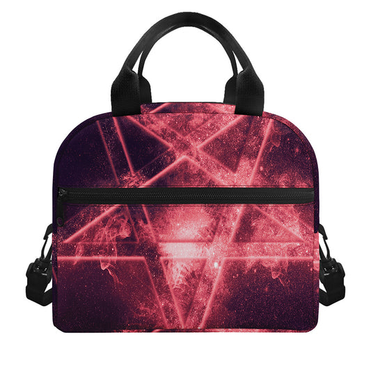 Fiery Reversed Pentagram Print Insulated Lunch Bag