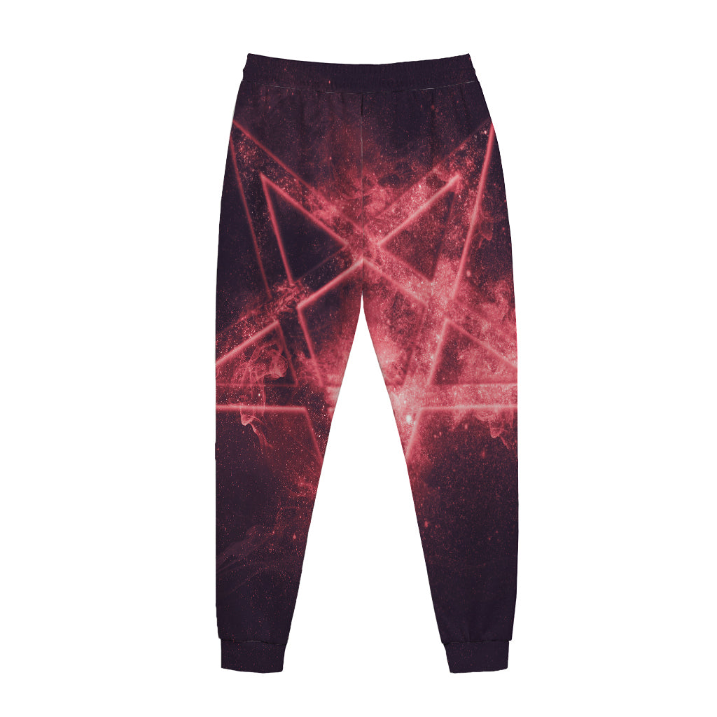 Fiery Reversed Pentagram Print Jogger Pants