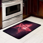 Fiery Reversed Pentagram Print Kitchen Mat