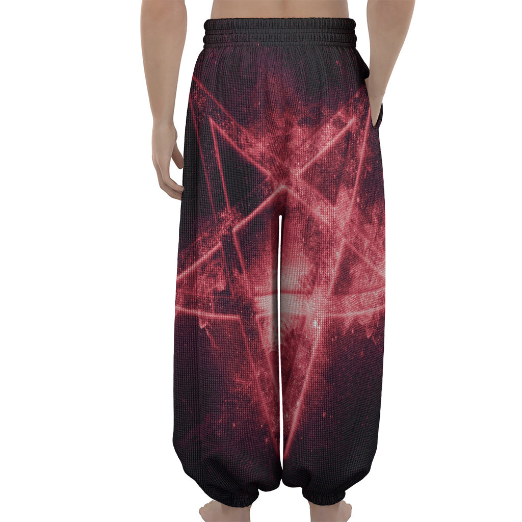 Fiery Reversed Pentagram Print Lantern Pants