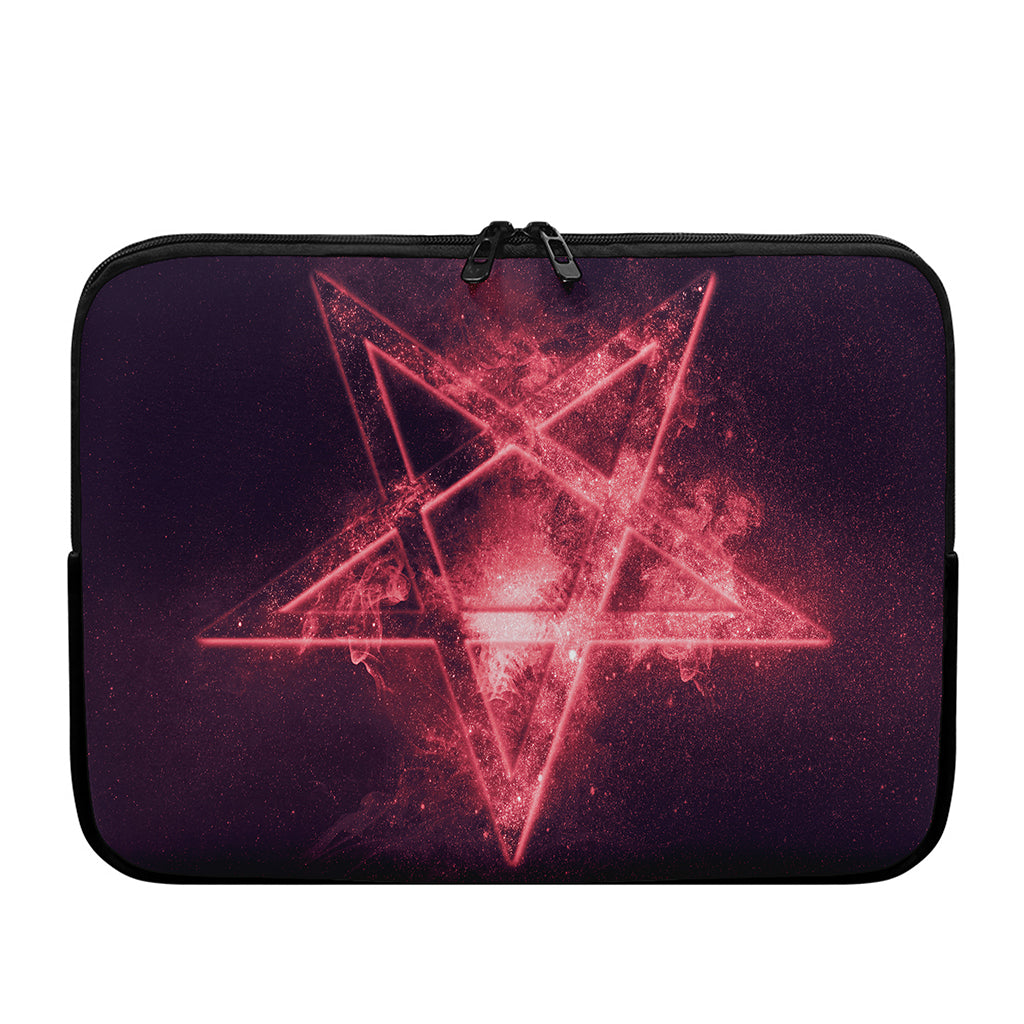 Fiery Reversed Pentagram Print Laptop Sleeve