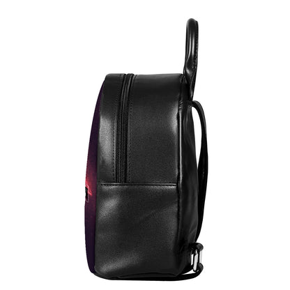 Fiery Reversed Pentagram Print Leather Backpack