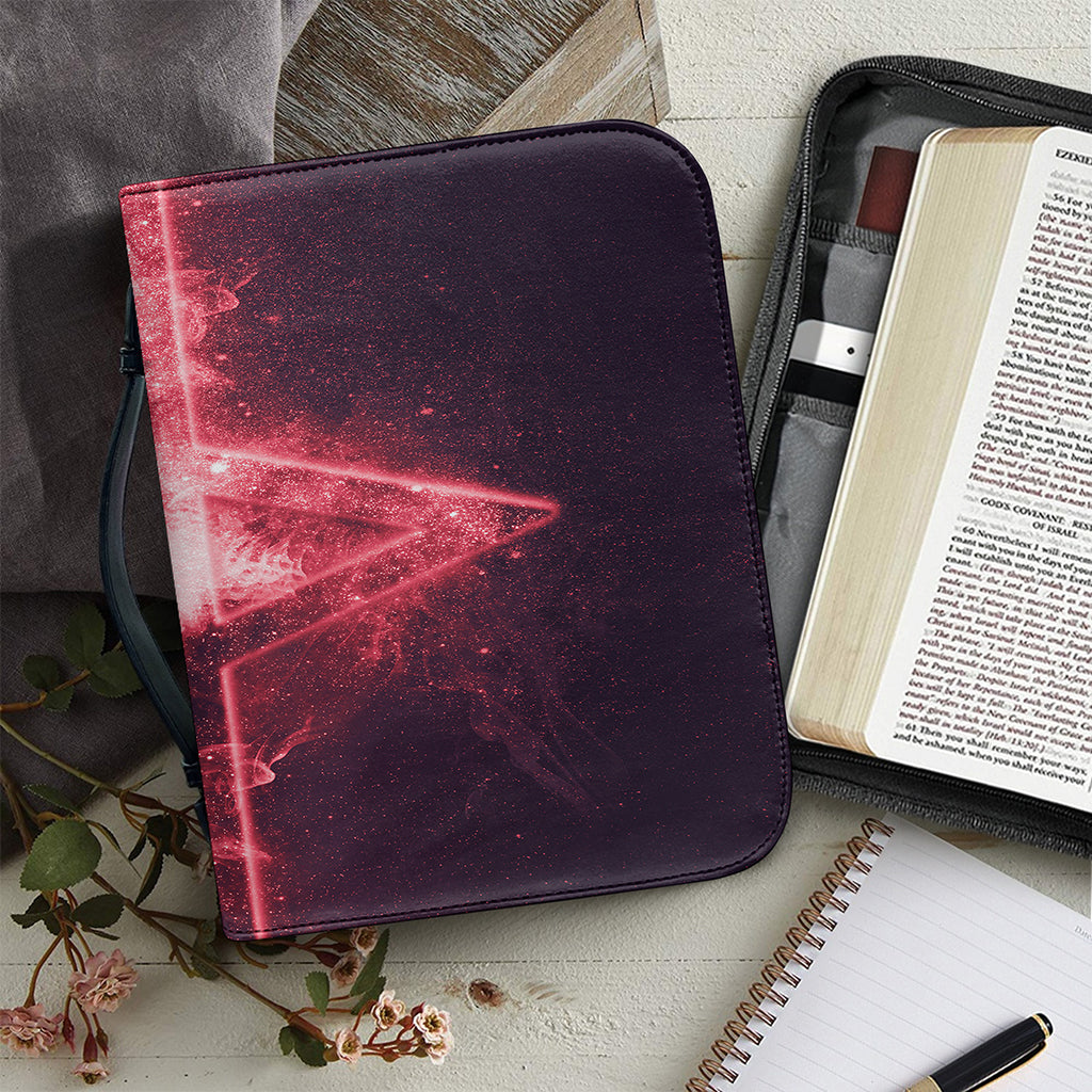 Fiery Reversed Pentagram Print Leather Bible Cover