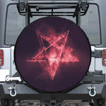 Fiery Reversed Pentagram Print Leather Spare Tire Cover