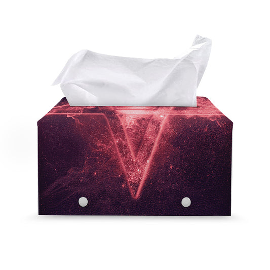 Fiery Reversed Pentagram Print Leather Tissue Box Cover