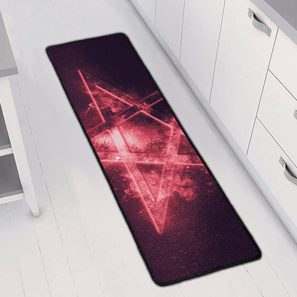 Fiery Reversed Pentagram Print Long Kitchen Mat