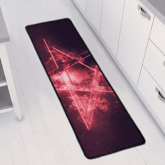 Fiery Reversed Pentagram Print Long Kitchen Mat