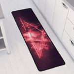 Fiery Reversed Pentagram Print Long Kitchen Mat