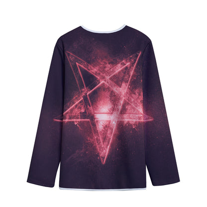 Fiery Reversed Pentagram Print Long Sleeve Short Coat