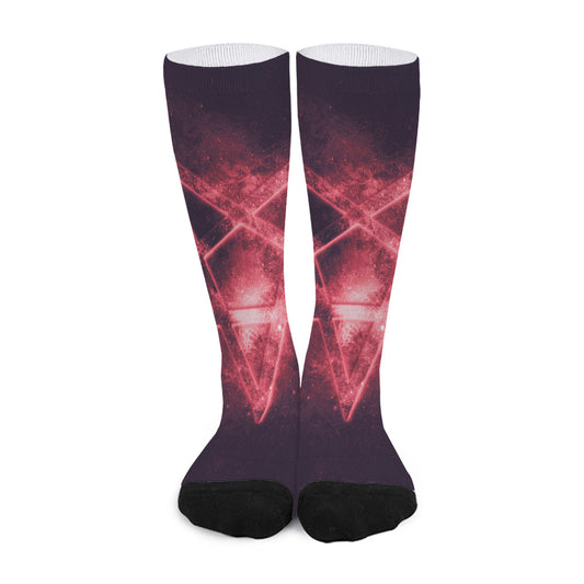 Fiery Reversed Pentagram Print Long Socks