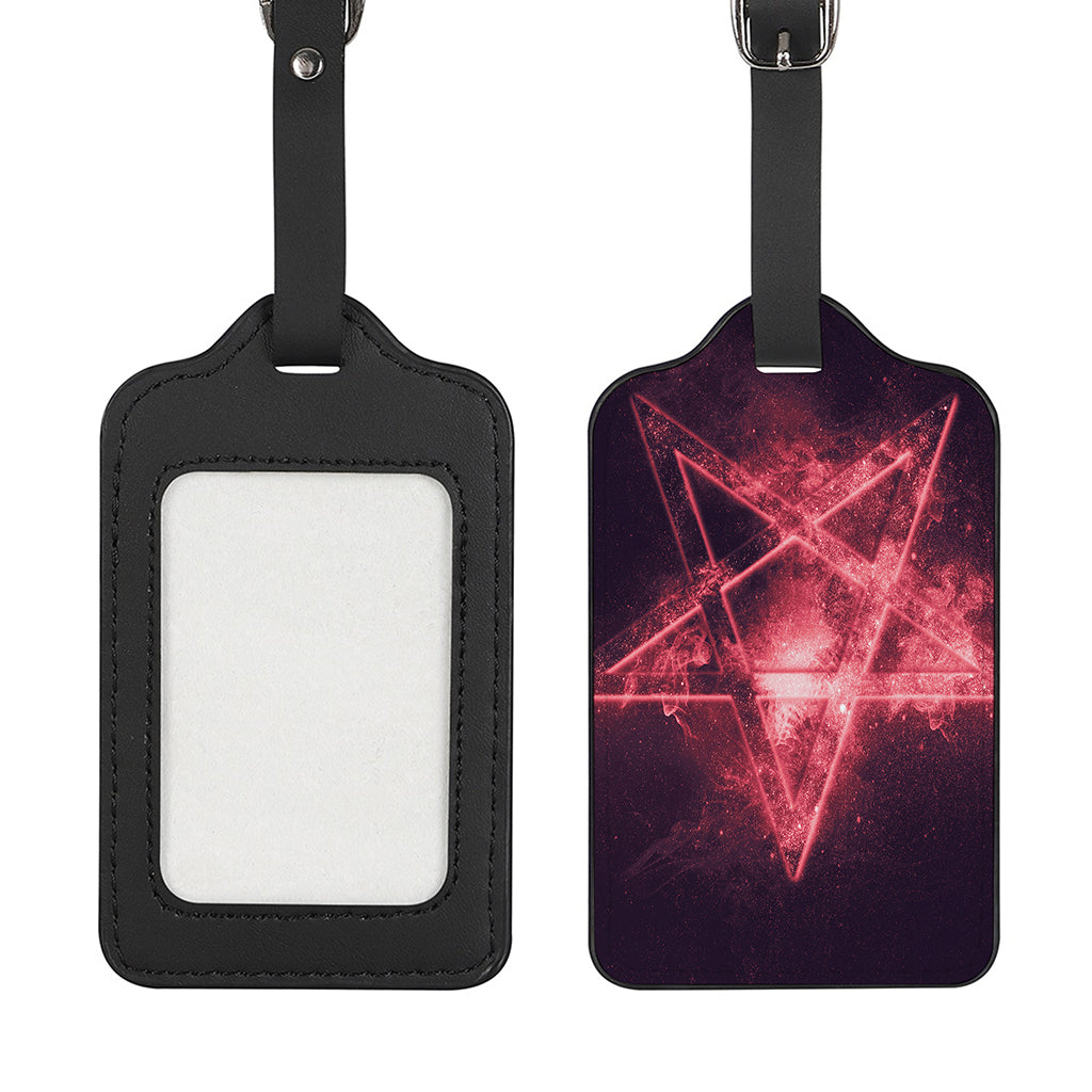 Fiery Reversed Pentagram Print Luggage Tag