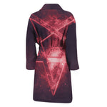 Fiery Reversed Pentagram Print Men's Bathrobe
